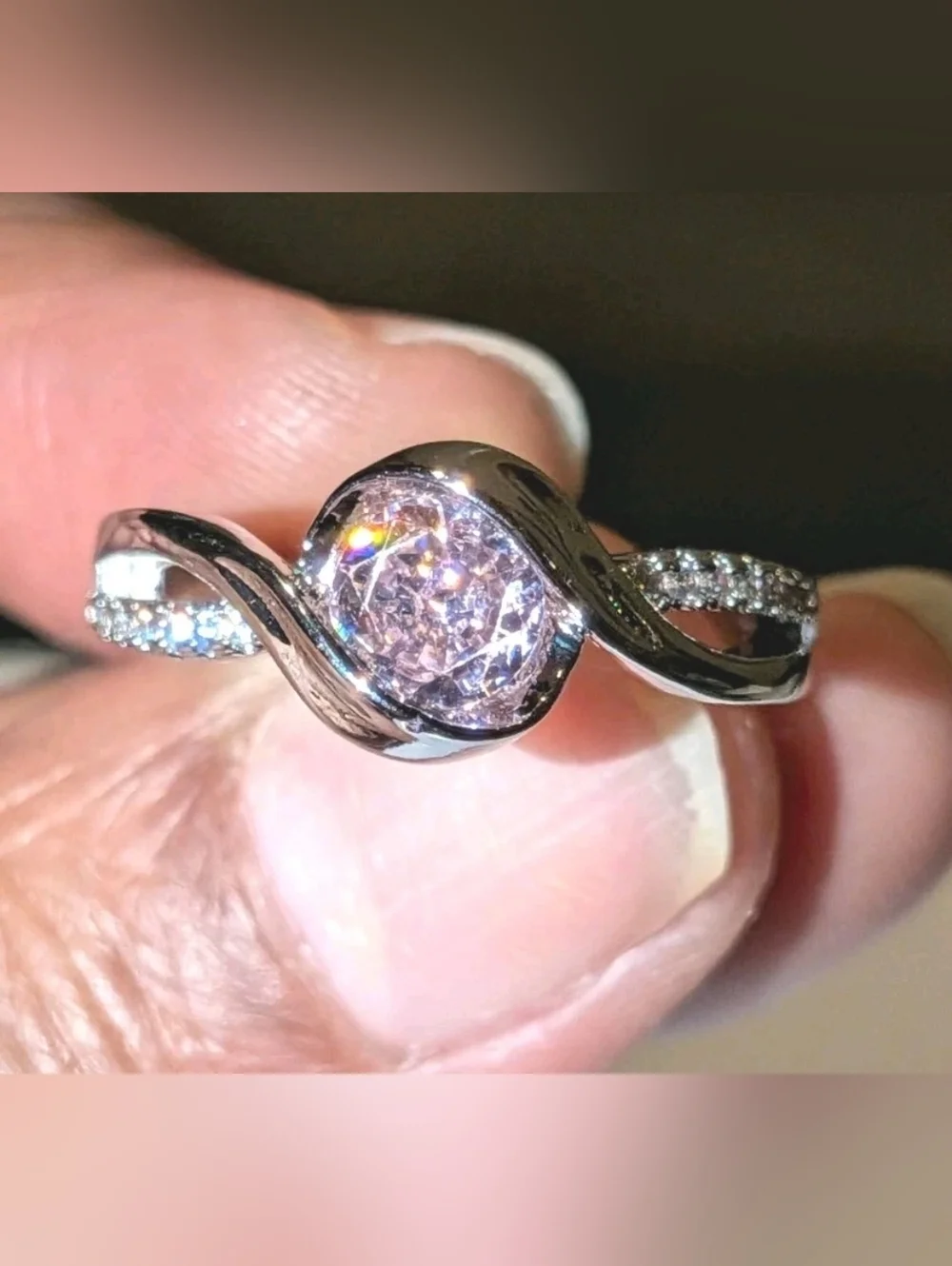 2Ct Round Cut Lab Created Pink Sapphire Minimalist Ring 14K White Gold Plated